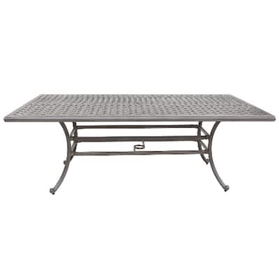 Mace Outdoor Patio Dining Table, 86 Inch Rectangle Top, Aluminum, Gray