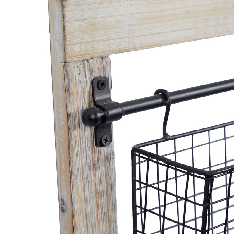 Black Metal Wire 3 or 2 Slot Magazine Rack Holder with Suspended Baskets and Label Slots