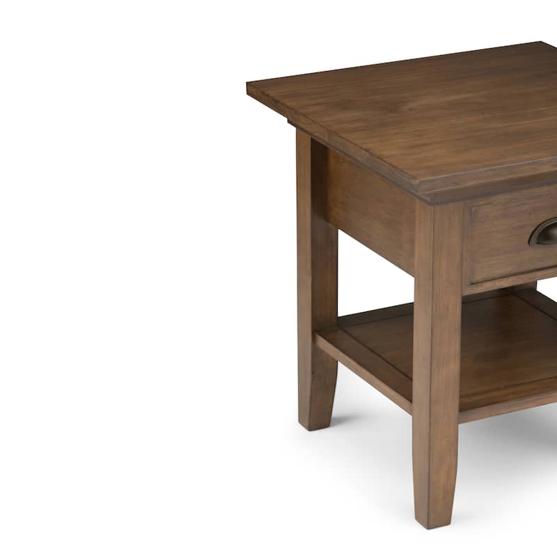 WYNDENHALL Mansfield SOLID WOOD 19 inch Wide Square Transitional End Side Table - 19.1 inches wide