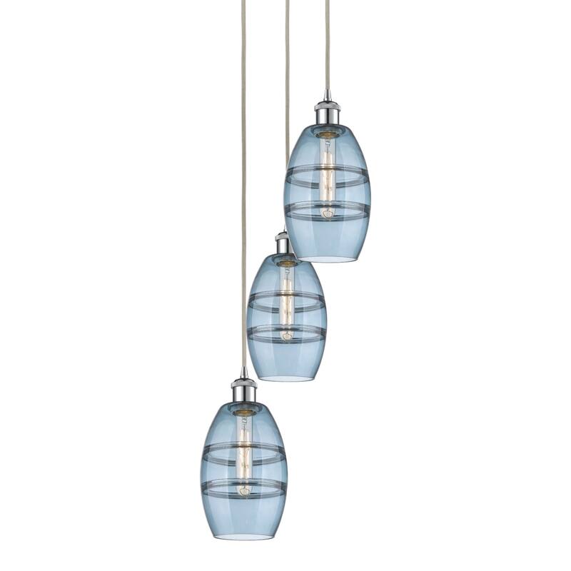 Innovations Lighting 113B-3P-25-12 Vaz Pendant Vaz 3 Light 12" Wide - Polished Chrome / Blue