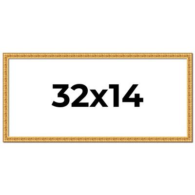 32x14 Frame Gold Real Wood Picture Frame Width 1 inches | Interior
