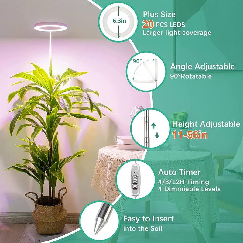 3.5in LED Retractable Full Spectrum Timed Plant Grow Light, 5W White - White