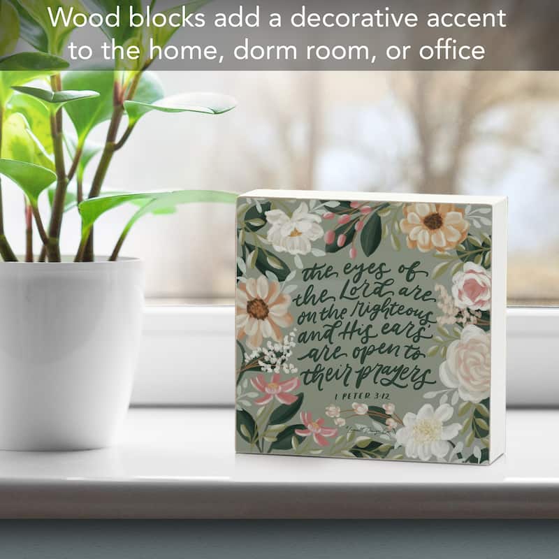 Righteous Artistic Freestanding Solid Wood Block Sign Made in the USA 3.75” Square Decorative Accent for Home or Office - Multi