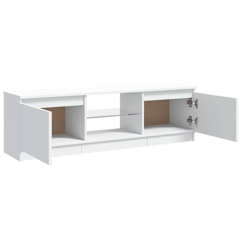 vidaXL TV Cabinet White Engineered wood, Tempered glass 47.2 in length - 47.2" x 12" x 14"