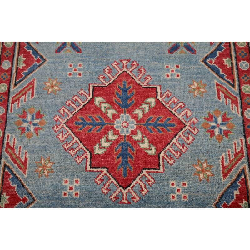 Blue Kazak Oriental Accent Rug Handmade Wool Carpet - 3'3" x 4'9"