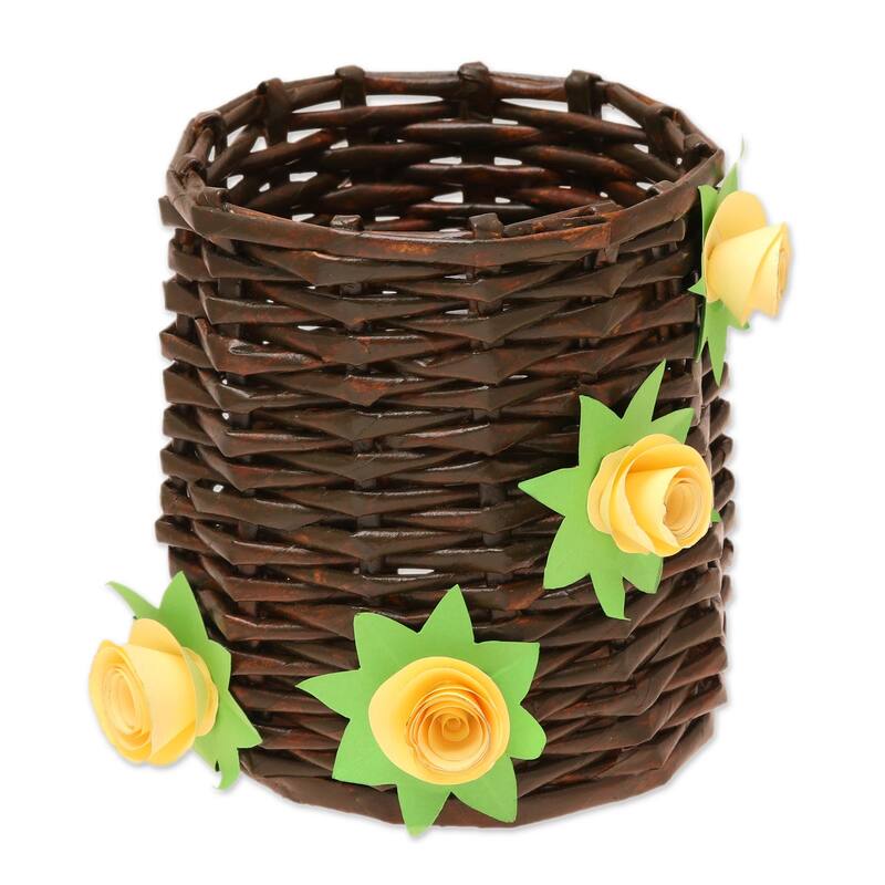 Novica Handmade Floral Glory Recycled Paper Mini Basket