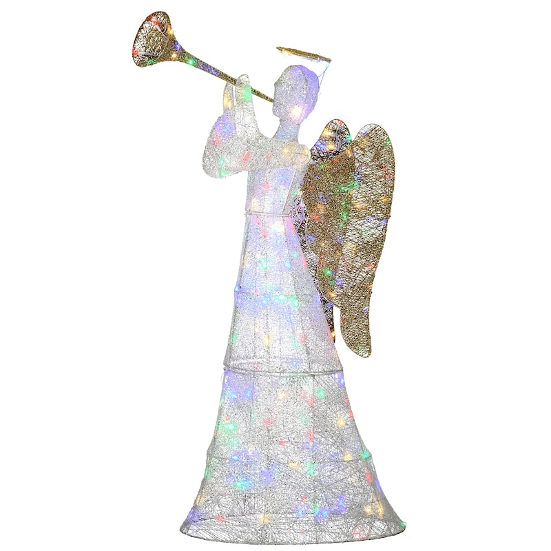 National Tree Company 5 ft. Trumpeting White Angel with Multicolor LED Lights - 5 ft