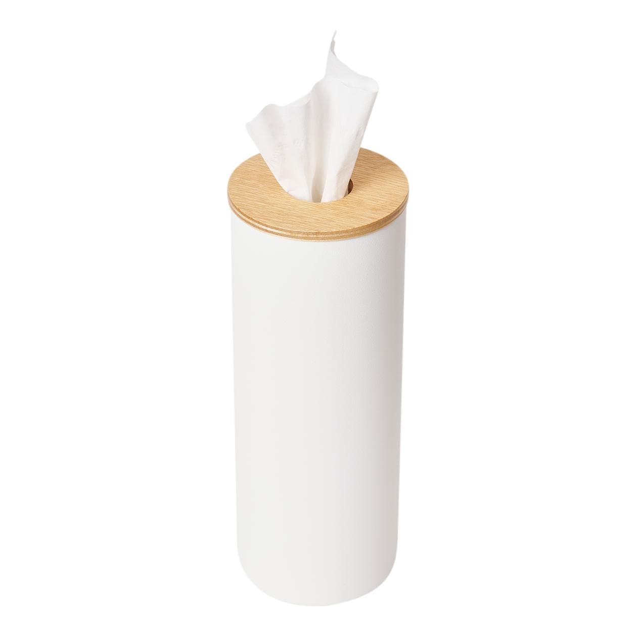 Yamazaki Home Round Tissue Case, Steel and Wood, Large, Lid - L