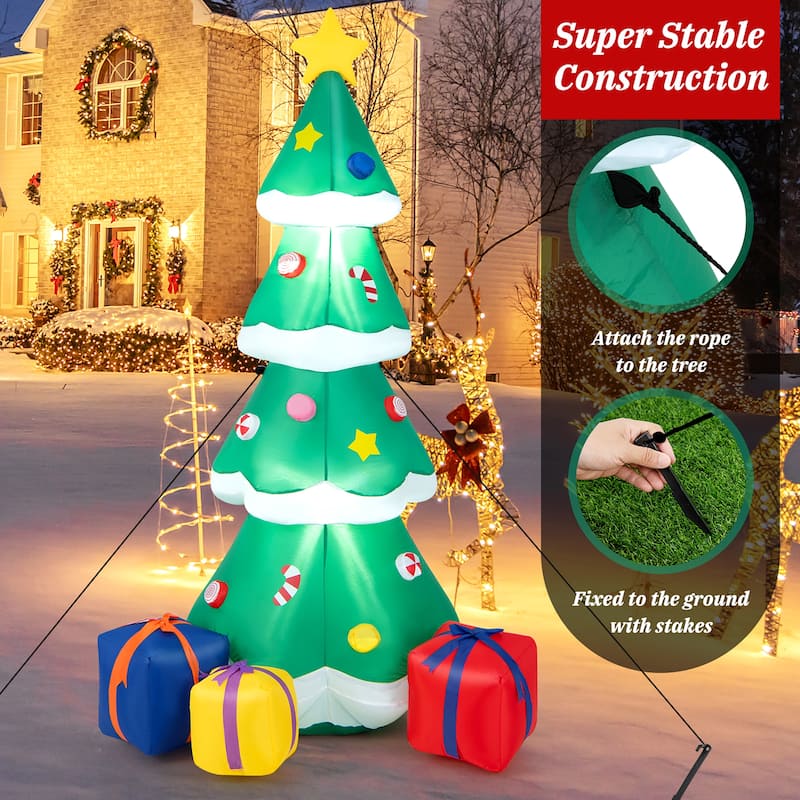 Gymax 6FT Tall Inflatable Blow up Christmas Tree Holiday Decor Tree w/ - See Details