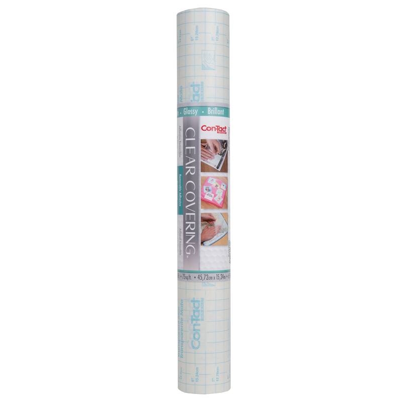 Con-Tact Brand Clear Cover Adhesive Covering, Clear, 18" x 50 ft, Glossy