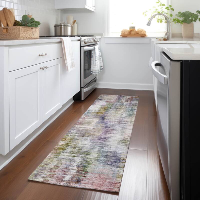 Machine Washable Indoor/ Outdoor Chantille Solid Abstract Rug