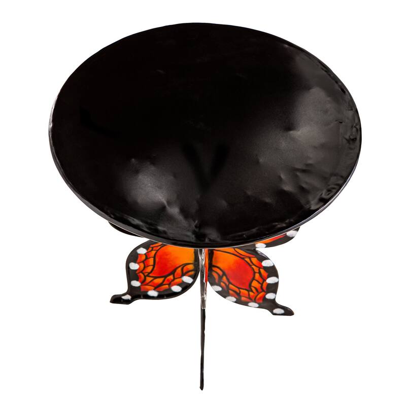 Handcrafted Metal Monarch Butterfly Side Table with Round Top