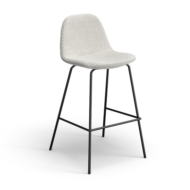 Counter Stools in White Boucle Black Legs (Set of 2)