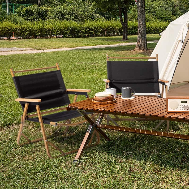 Aluminum Frame 600D Oxford Cloth Wood Grain Spray Paint Camping Chair