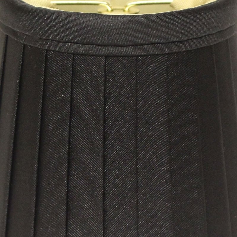 4" Black and Gold of 6 Slanted Pleat Chandelier Silk Lampshades - 4"x4"x4"