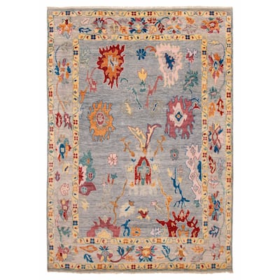 ECARPETGALLERY Hand-knotted Modern Oushak Grey Wool Rug - 8'10 x 12'0
