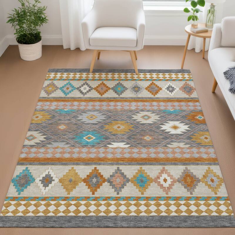 Machine Washable Indoor/ Outdoor Global Clemente Chantille Rug