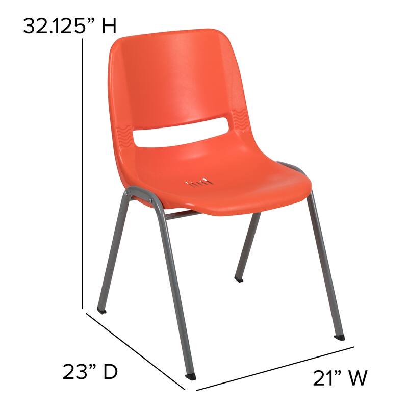 880 lb. Capacity Ergonomic Shell Stack Chair with Metal Frame