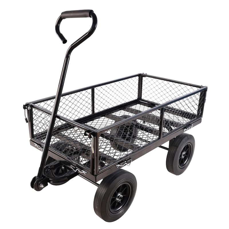 Outdoor Garden Tools Cart/Wagon/Trucks with Solid Tires - Black