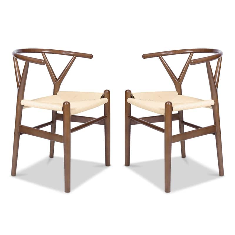 Edgemod Olsen Handwoven Cord Weave Dining Chair (set of 2) - Walnut