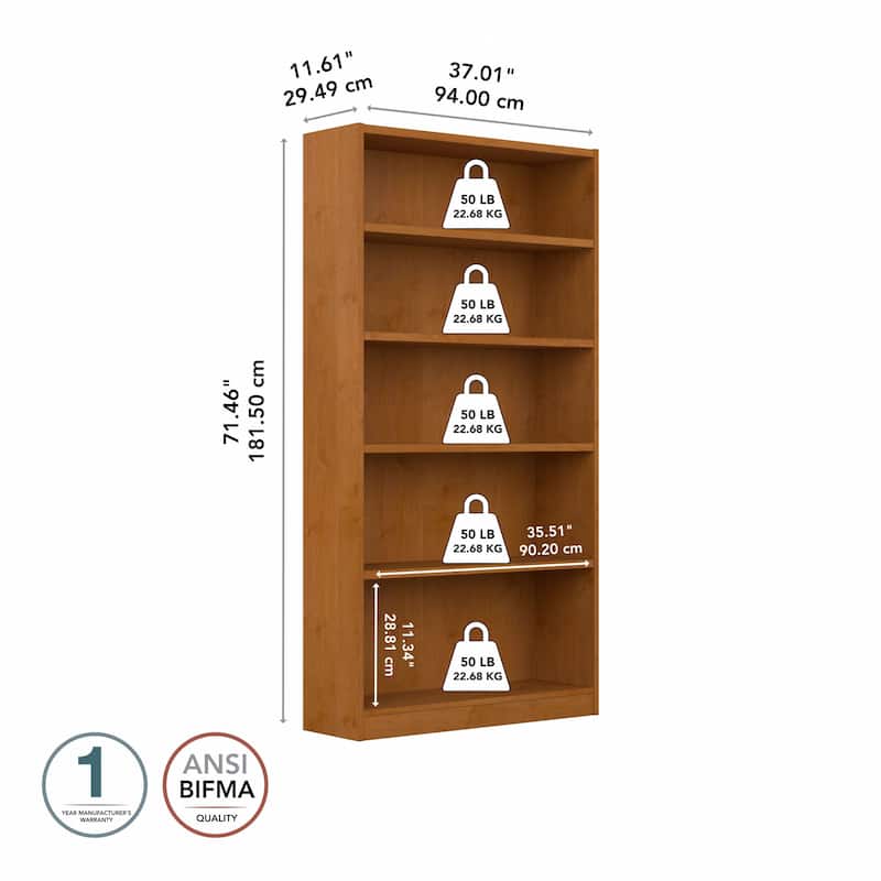 Universal Tall 5 Shelf Bookcase Storage by Bush Furniture