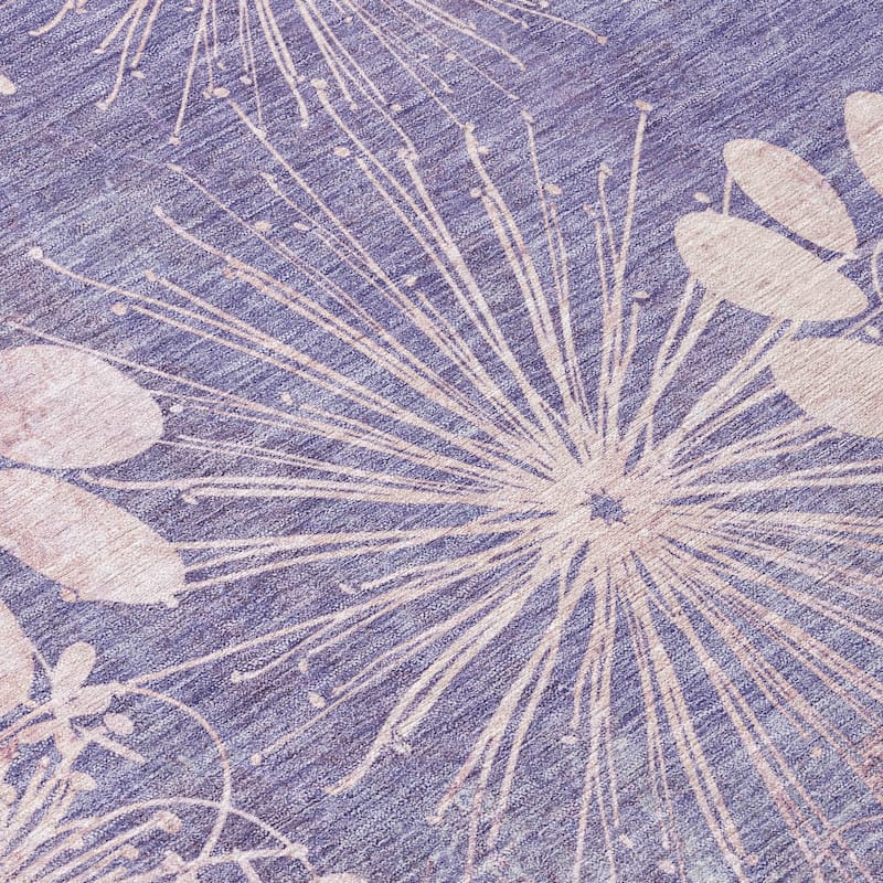 Machine Washable Indoor/ Outdoor Floral Geo Chantille Rug