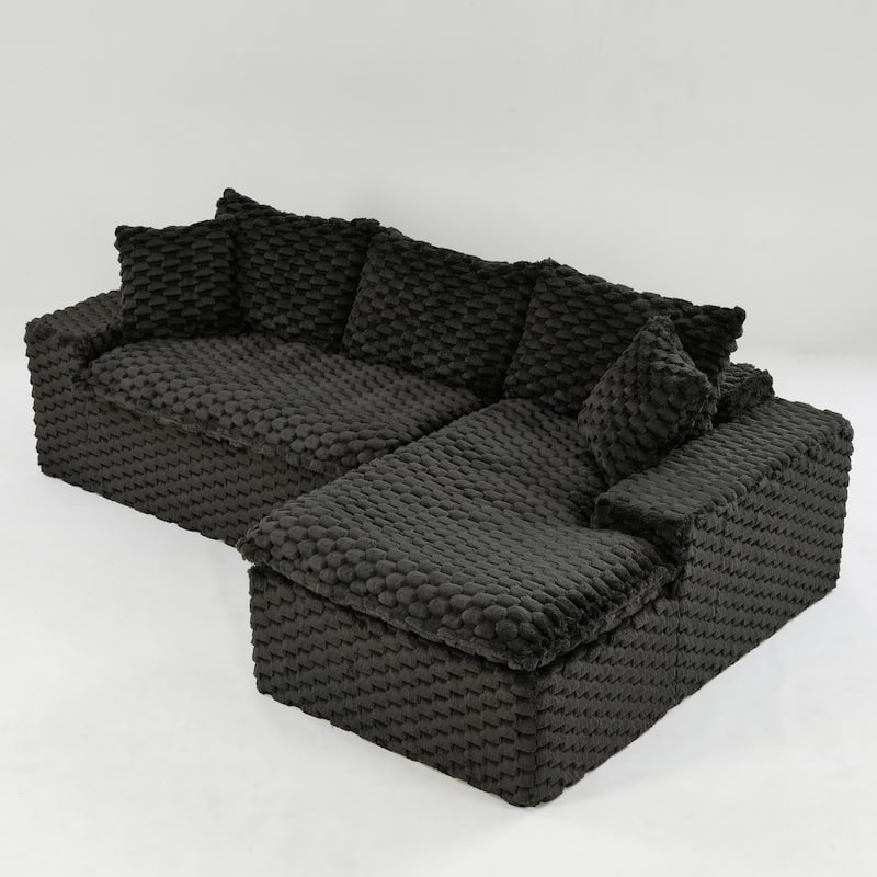 L-Shaped Sleeper Sectional Sofa Convertible Straight Sofa, Loveseat and Chaise Lounge Set for Living Room