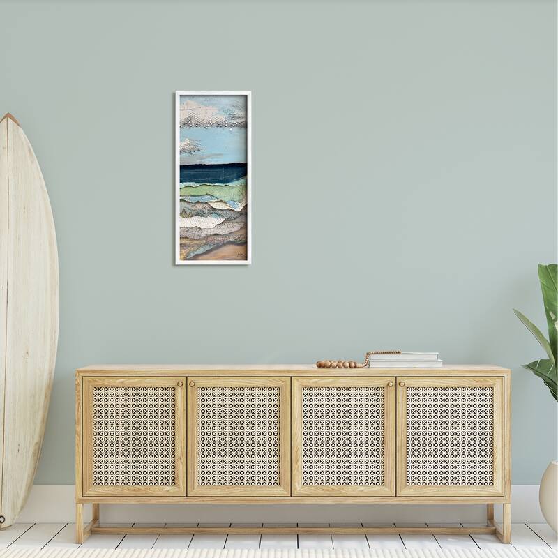 Stupell Cloudy Beach Shore Landscape Layered Ephemera Collage Framed Wall Art, Design by Stacy Gresell