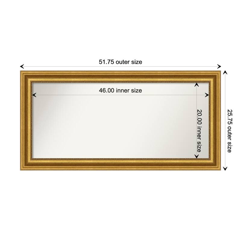 Parlor Gold Framed Non-Beveled Custom Wall Mirror, Bathroom Vanity Mirror - Outer Size: 51.75 x 25.75