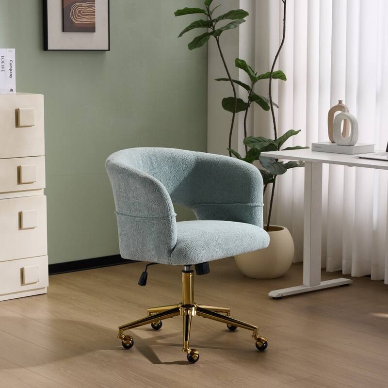 22.64 Inch Velvet Ring Backrest Swivel Office Chair
