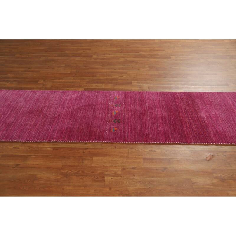 Violet Tribal Gabbeh Indian Runner Rug Handmade Wool Carpet - 2'4" x 9'8"