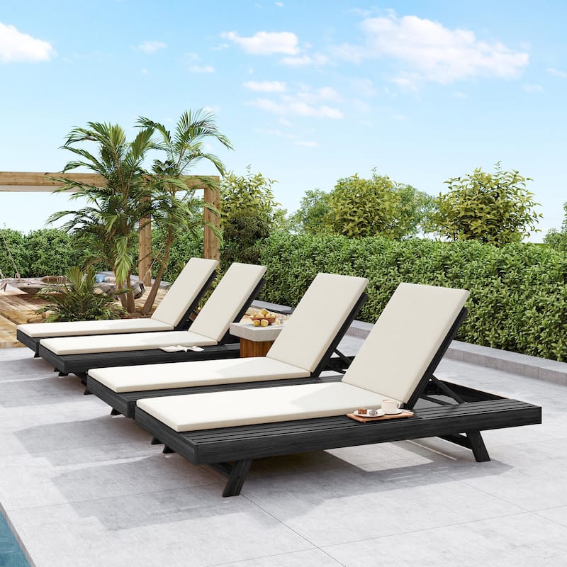Christopher Knight Home - Molino Modern Outdoor Acacia Wood 4-Position Adjustable Chaise Lounge with Water-Resistant Cushion