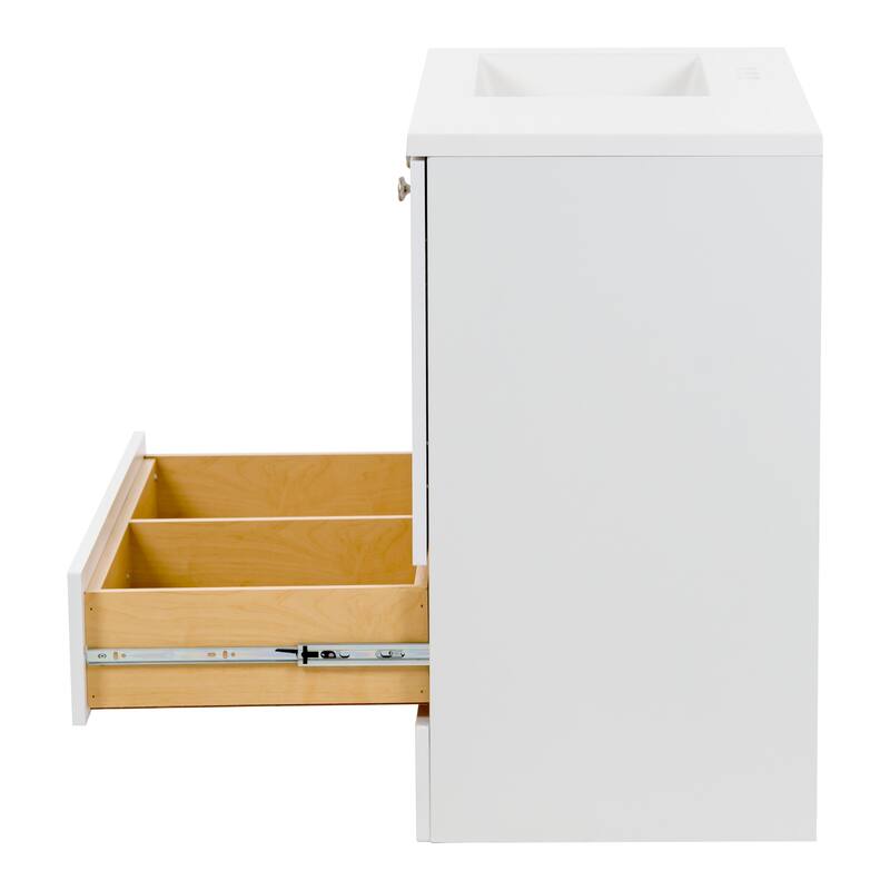 Spring Mill Cabinets Emlyn 36.5" Bathroom Vanity With Shelves, Drawer, and White Sink Top