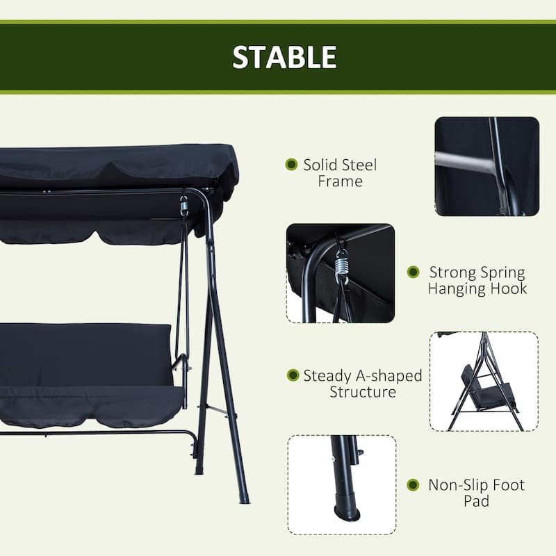 Outsunny 3-Person Porch Lawn Swing