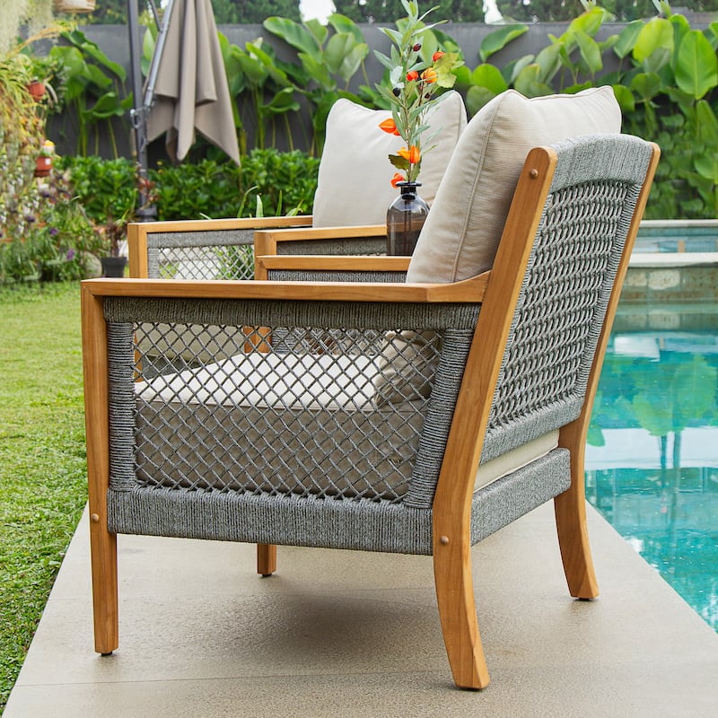 Cambridge Casual Nassau Teak Patio Club Chair with Cushion