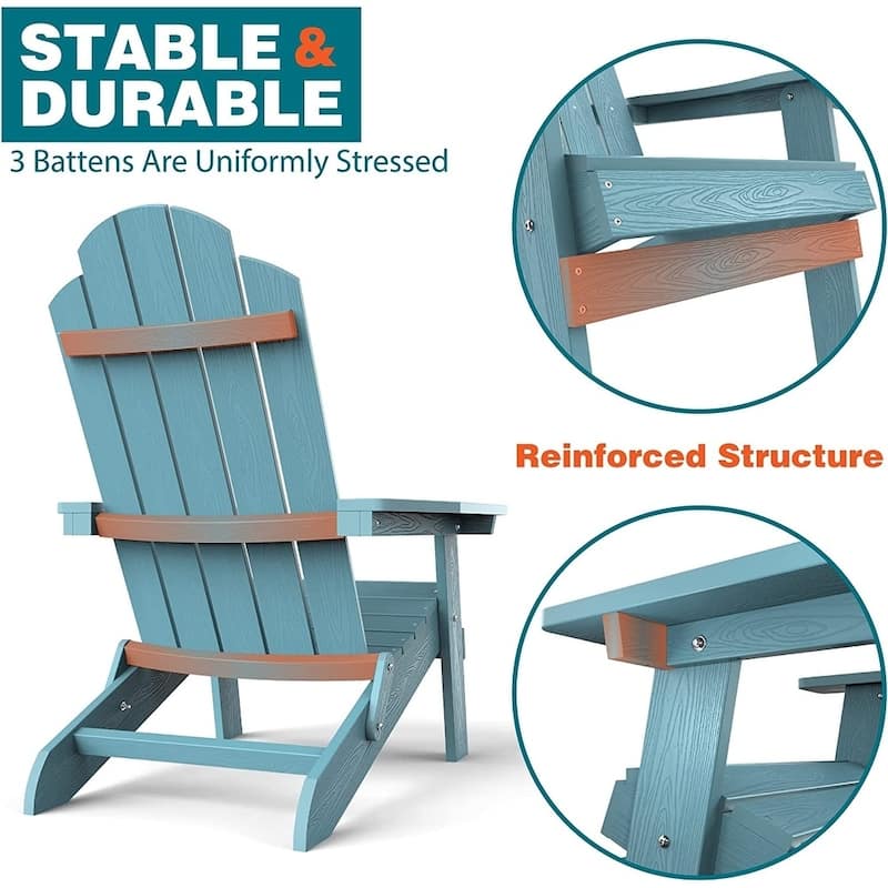 WINSOON HIPS All Weather Outdoor Folding Adirondack Chair