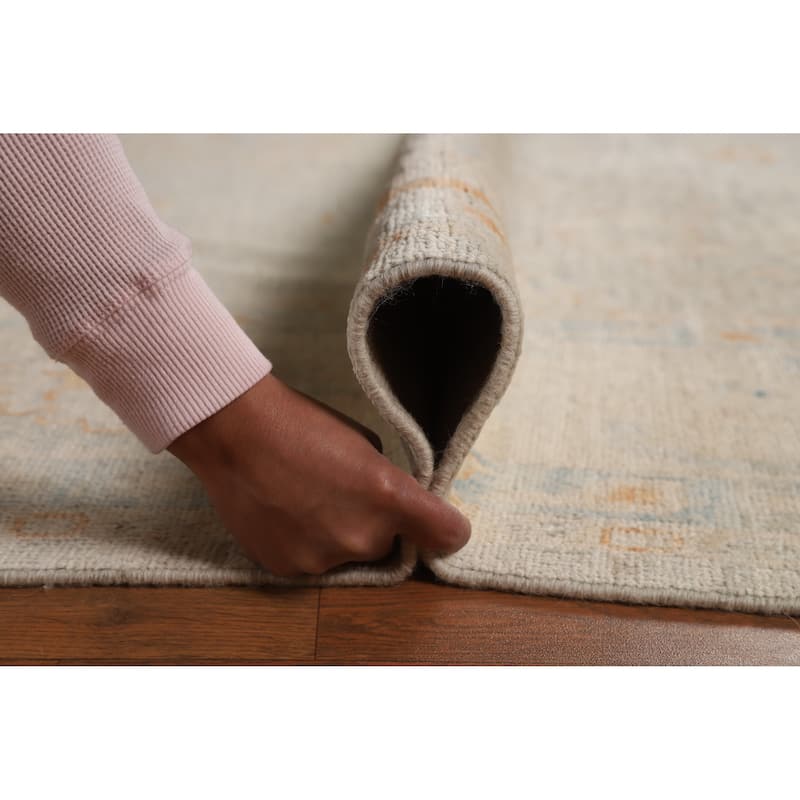 Hand Knotted Oriental 100% Wool Carpet Transitional All-Over Greys & Charcoal Oushak Area Rug - 11' 7'' X 8' 11''