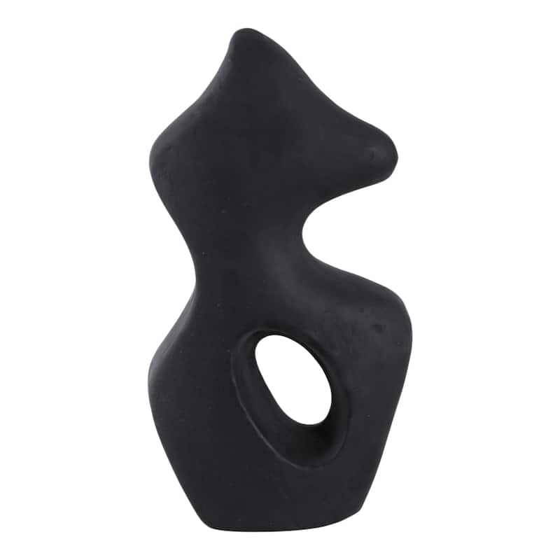 Pottery Abstract Sculpture with Curved Silhouette and Artistic Design