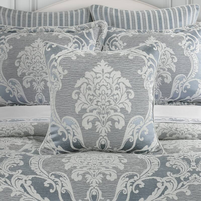 Queensbury Steel Blue 20" Square Decorative Throw Pillow