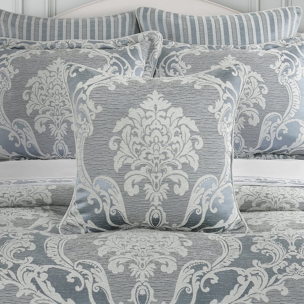 Queensbury Steel Blue 20" Square Decorative Throw Pillow