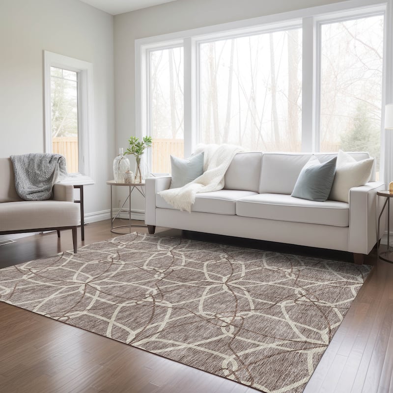 Machine Washable Indoor/ Outdoor Abstract Prism Chantille Rug