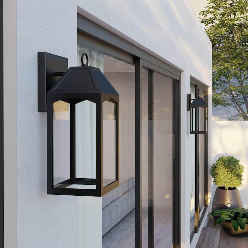 Burton Outdoor 1-light Black Medium LED Wall Lantern w/ Clear Glass