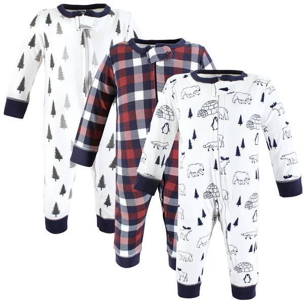 slide 1 of 1, Hudson Baby Cotton Sleep and Play, Winter Animals 0-3 Months - Winter Animals