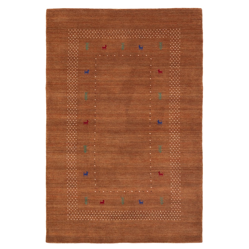 ECARPETGALLERY Hand Loomed Kashkuli Gabbeh Burnt Orange Wool Rug - 5'0 x 7'8