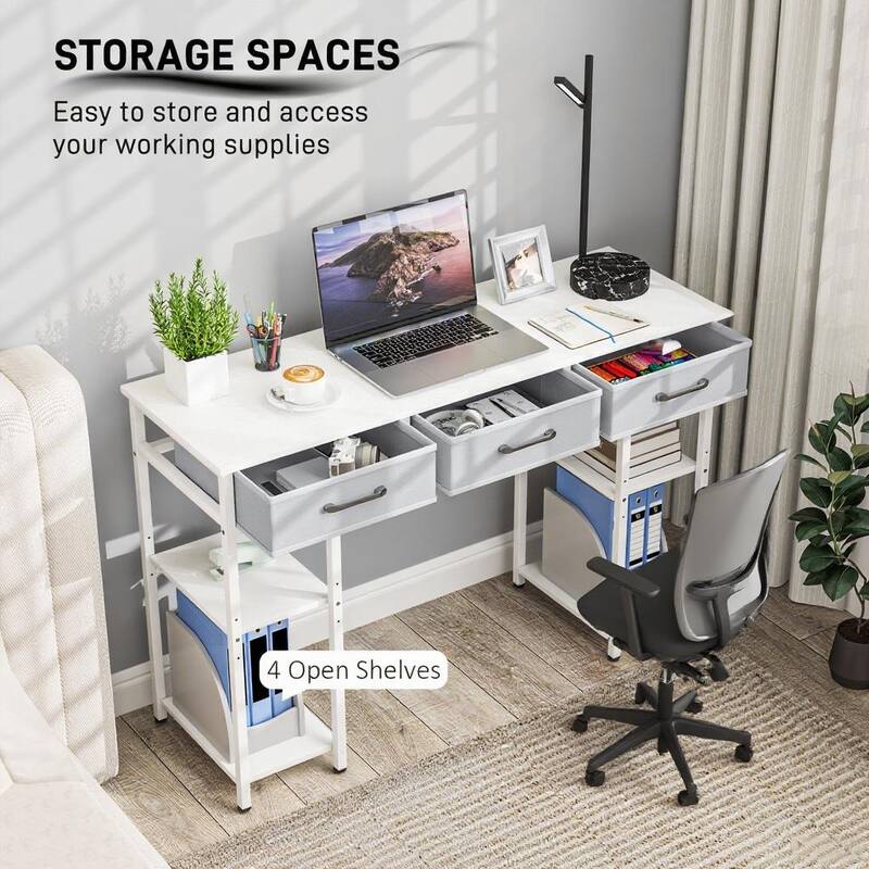 Writing Desk, Home Office Desk with Adjustable Shelves,For Home and Office