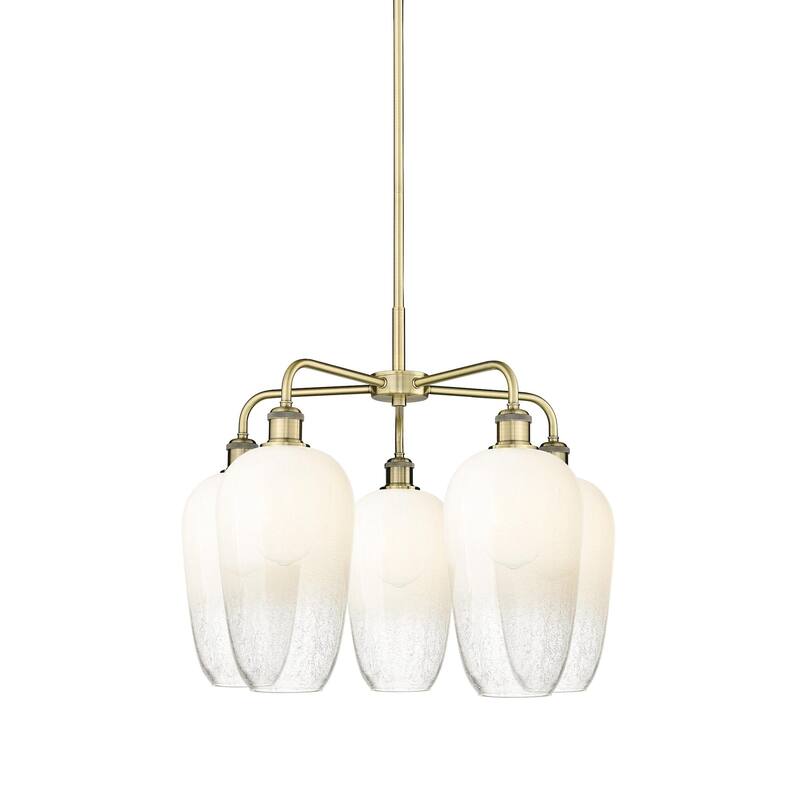 Innovations Lighting 516-5CR-21-26 Brookhaven Flute Chandelier - Antique Brass / Opal