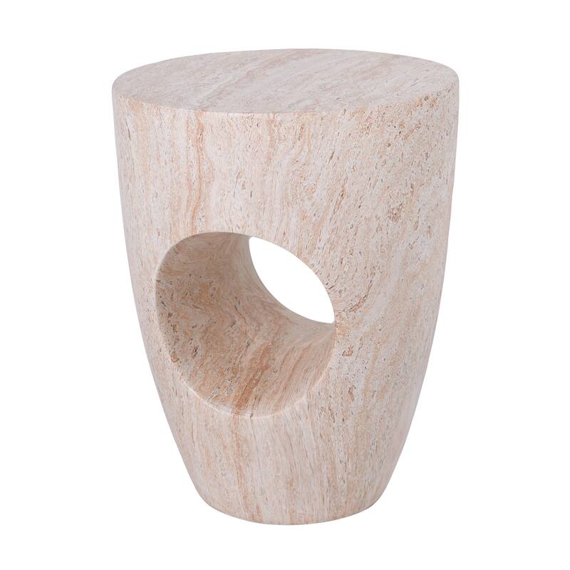 Christopher Knight Home - Modern Indoor/Outdoor 19.29"H MgO Accent Side End Table with Sculptural Cutout & Marble Finish