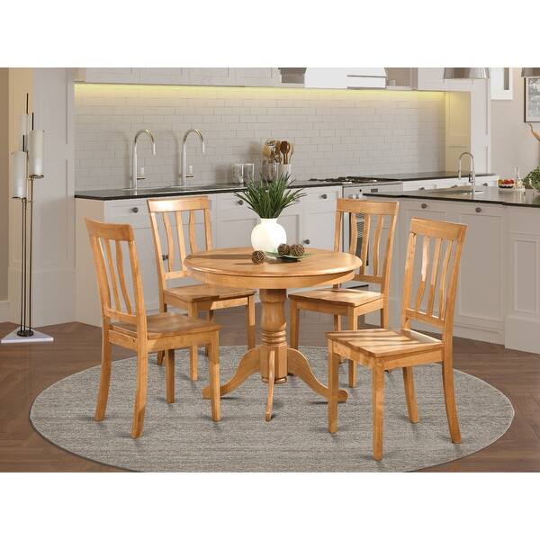 Shop Oak Small Kitchen Table And 4 Chairs Dining Set Overstock