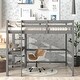 preview thumbnail 11 of 28, Full Size Loft Bed with Build-in Study Desk and Shelf, Solid Color Grey - Full