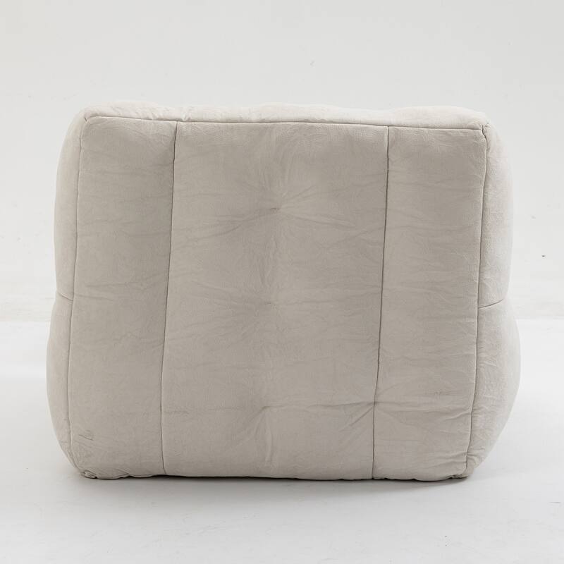 Fluffy Bean Bag Chair with Memory Foam and Ottoman, Super Soft Velvet Bean Bag for Adults & Kids, Comfortable Lazy Sofa